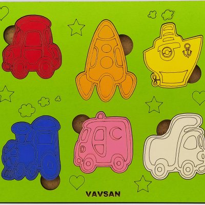 Vavsan Taşıt Araç Puzzle Yapboz Bultak Zeka Oyunları Eğitici Renkli Montessori Ahşap Oyuncak